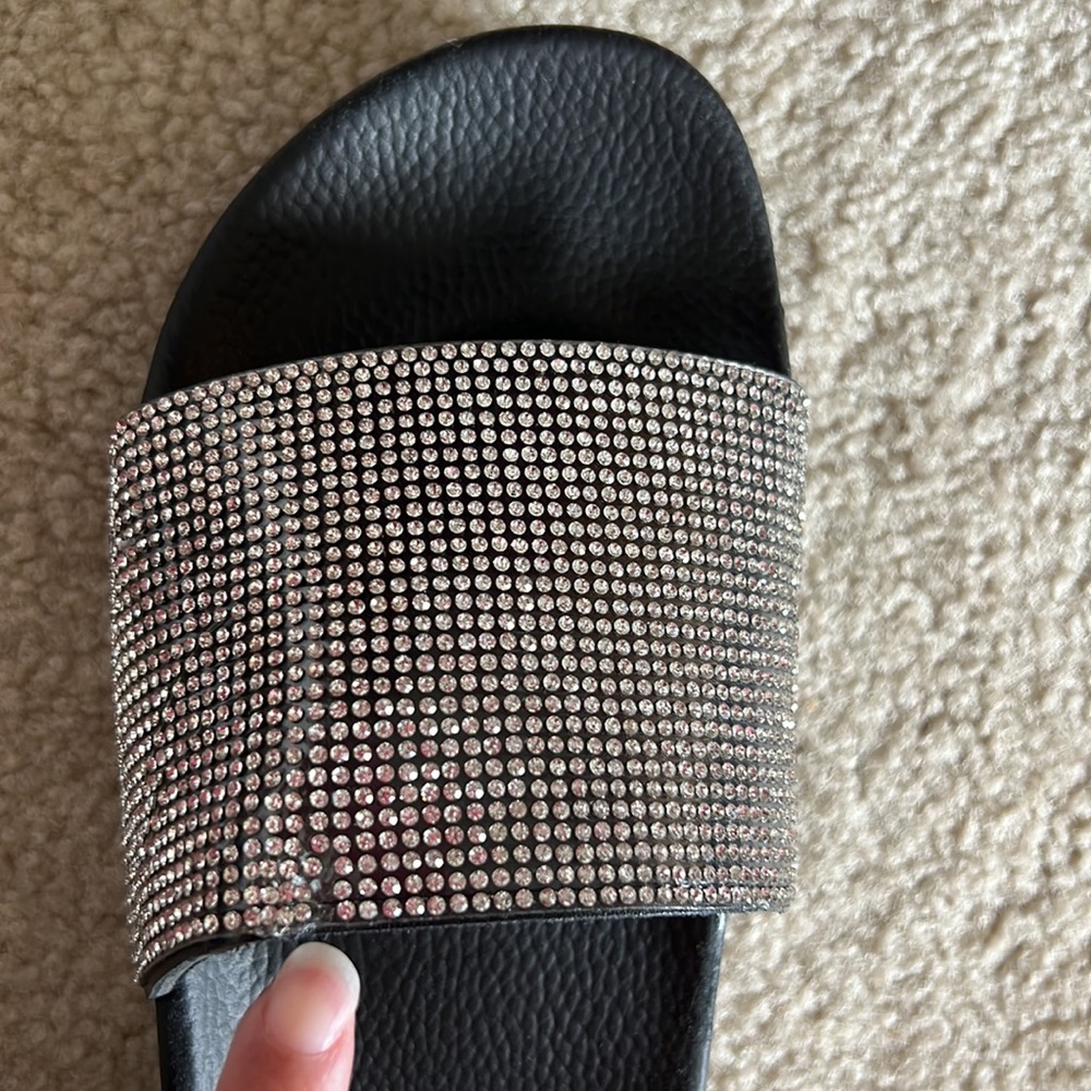 NEW Rhinestone Open Toe Flat Platform Slide Sandal. Size 6.5 - Picture 6 of 7
